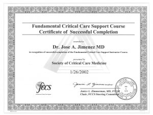 Certificate - Critical Care Support Course (1)