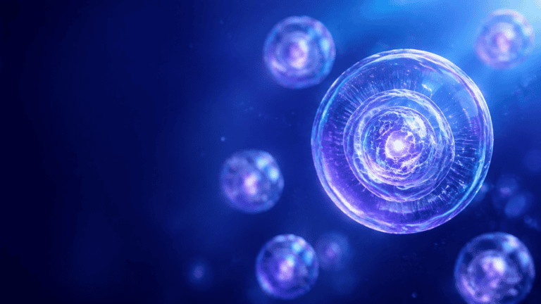 Illustration of stem cells in a scientific environment, highlighting regenerative medicine for hip therapy.